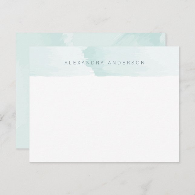 Aqua Blue Watercolor Personal Stationery Note Card (Front/Back)