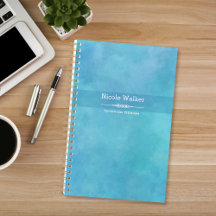Aqua Blue Watercolor Personalised Planner