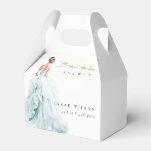 Aqua Blue Watercolor Wedding Gown Bridal Shower Favour Box