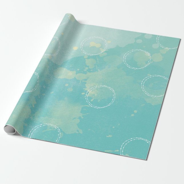 Aqua Blue Watercolor Wrapping paper (Unrolled)