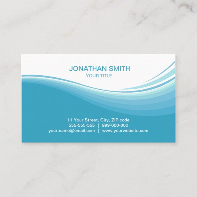 Aqua Blue Waves business card (Front)