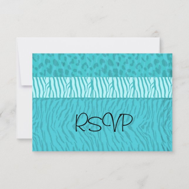 Aqua Blue Wedding RSVP Card (Front)