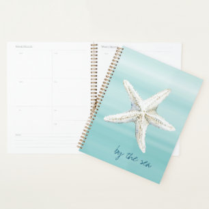 Aqua Blue White Beach Starfish       Planner