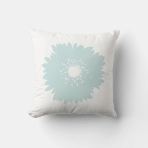 Aqua Blue White Flower Cushion