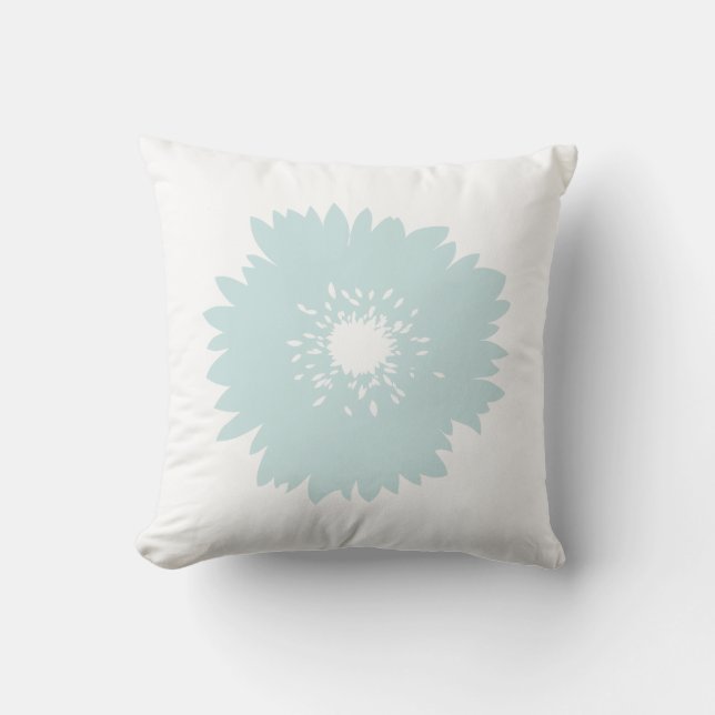 Aqua Blue White Flower Cushion (Front)