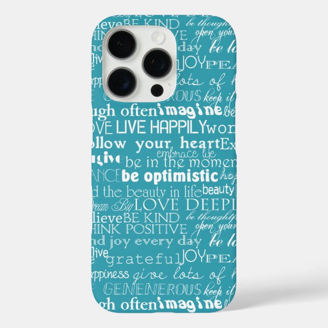 Aqua Blue White Inspirational Words   Case-Mate iPhone Case (Back)