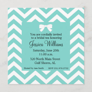 Aqua Blue & White Invitation