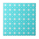 Aqua blue white modern geometric floral pattern ceramic tile<br><div class="desc">Aqua blue white modern geometric floral pattern ceramic tile</div>