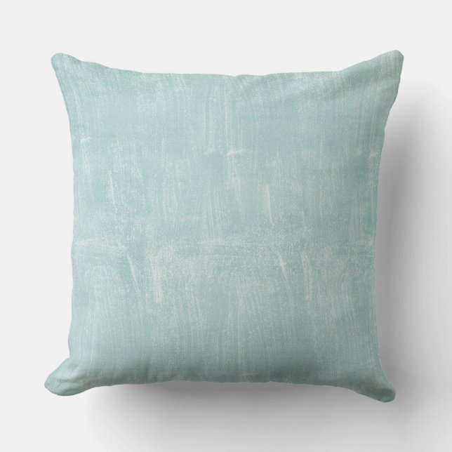 Aqua Blue White Ocean Shore Cushion (Front)