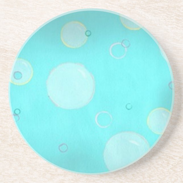 Aqua blue with circles and bubbles, coasters (Front)