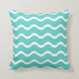 Aqua Blue with Waves Pattern Cushion