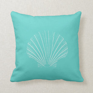 Aqua Blue with White Sea Shell Cushion
