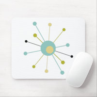 Aqua Blue Yellow Atomic Age Starburst Mid Century