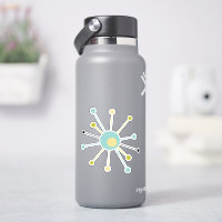 Aqua Blue Yellow Atomic Starburst Midcentury Retro