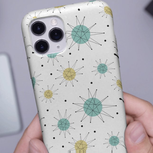 Aqua Blue Yellow Franciscan Starburst Mid Century Case-Mate iPhone Case (Creator Uploaded)