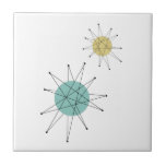 Aqua Blue Yellow Franciscan Starburst Mid Century Ceramic Tile<br><div class="desc">This fabulous mid century modern ceramic tile feature Franciscan Starbursts in the colours of aqua blue, yellow, and black which will add a fun splash to your tiling project!</div>