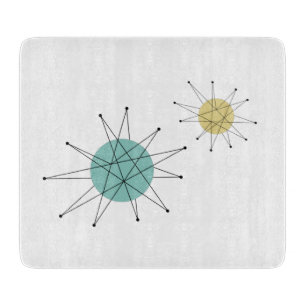 Aqua Blue Yellow Franciscan Starburst Mid-century Cutting Board