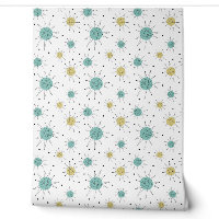 Aqua Blue Yellow Franciscan Starburst Mid Century