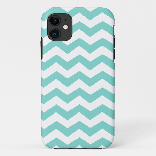 Aqua Blue Zig Zag Pattern Case-Mate iPhone Case (Back)