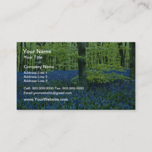 Aqua Bluebell Woods flowers Business Card