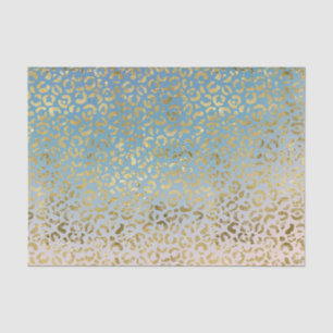Aqua Blush Gold Leopard Print Tissue Paper