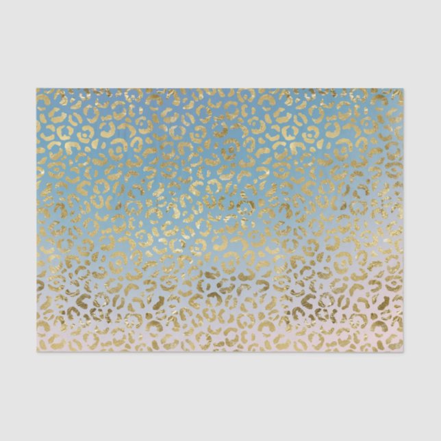 Aqua Blush Gold Leopard Print      Tissue Paper (Front)