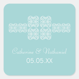 Aqua Bohemian Chic Wedding Stickers