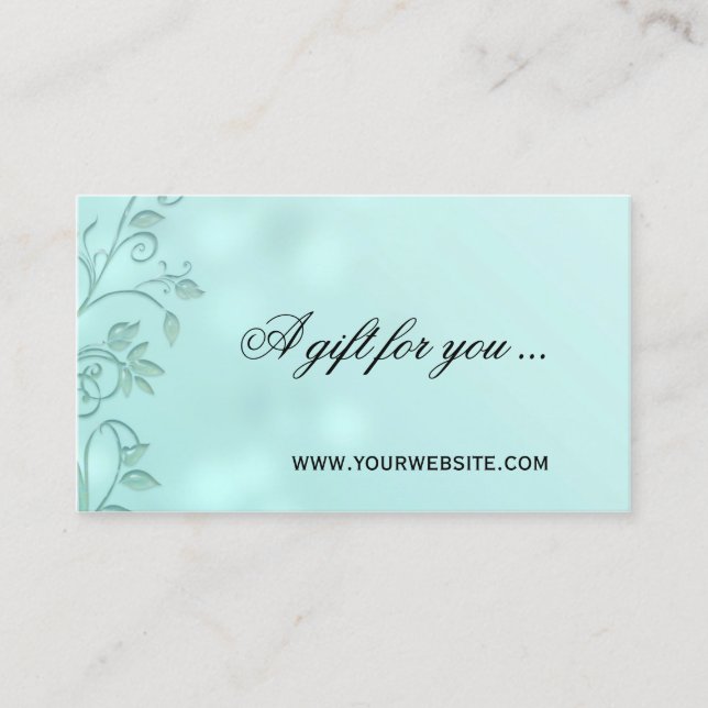 Aqua Bokeh Floral Swirl Gift Certificate Template (Front)