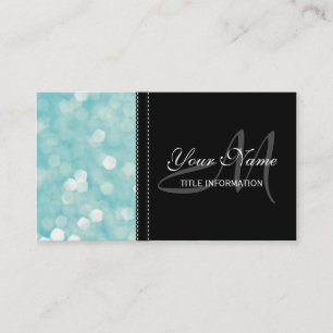 Aqua Bokeh Glitter Sparkles Business Card