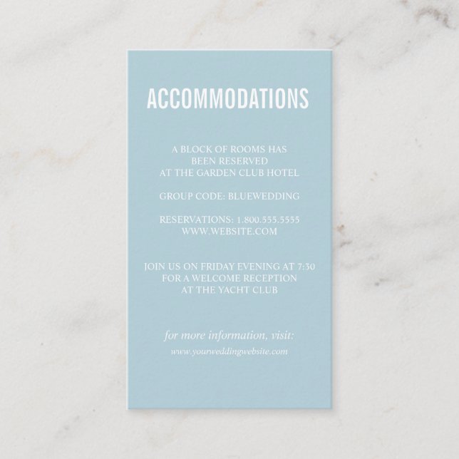 Aqua Bold Wildflowers wedding ACCOMMODATION Enclosure Card (Front)
