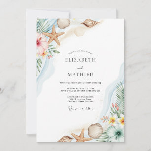 Aqua Breezy Coastal Wedding Invitation