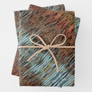 Aqua Brown and Orange Wild Abstract Wrapping Paper