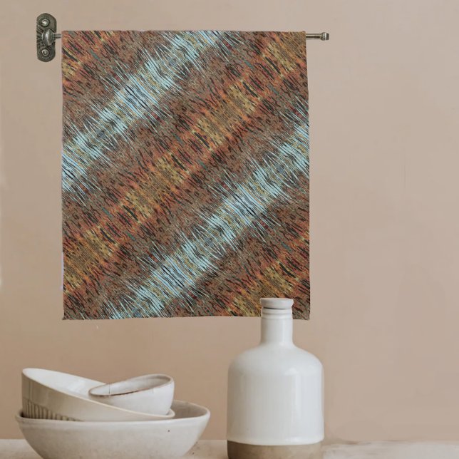Aqua Brown Beige Tan Abstract patterned Tea Towel (Creator Uploaded)