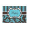 Aqua, Brown, White Striped Damask Reply Card