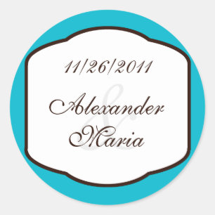 Aqua Brown & White Wedding Envelope Seals
