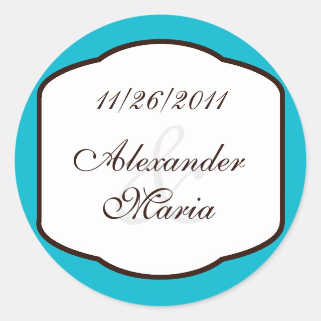 Aqua Brown & White Wedding Envelope Seals (Front)