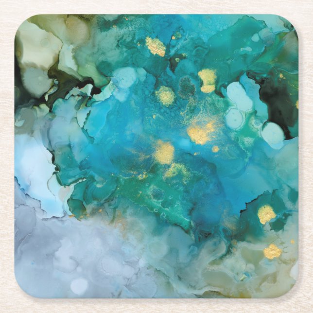 Aqua Brume I Square Paper Coaster (Front)