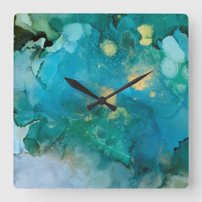 Aqua Brume I Square Wall Clock (Front)