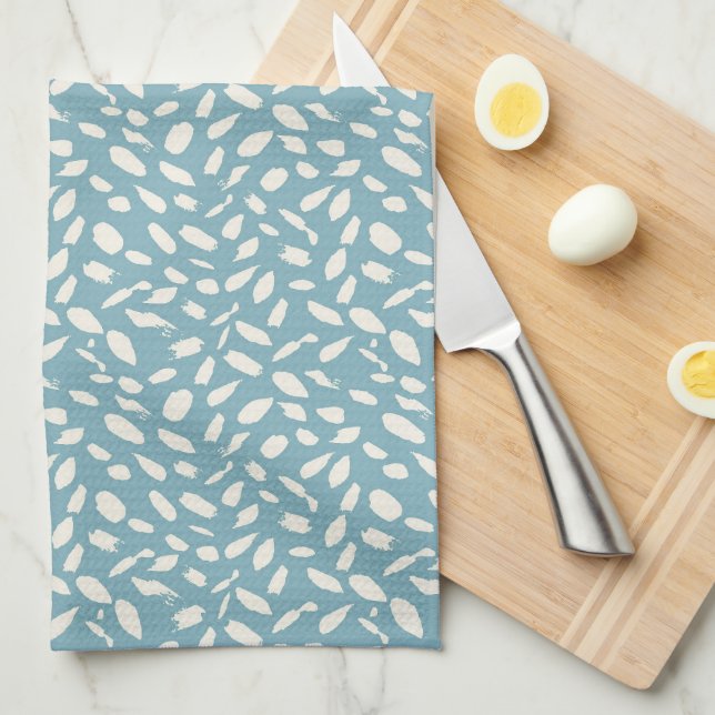 Aqua Brushstrokes Pattern Tea Towel (Quarter Fold)