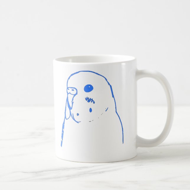 Aqua Budgie Portrait Coffee Mug (Right)