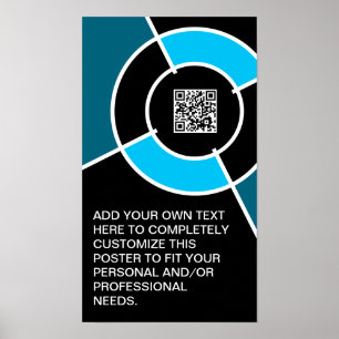 aqua bullseye QR code Poster