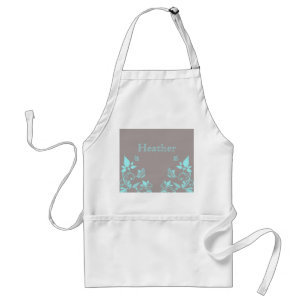 Aqua Butterfly Floral Apron