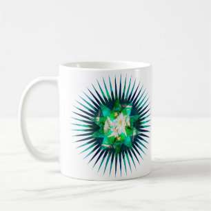 Aqua Cactus Flower Kaleidoscope Effect, Coffee Mug