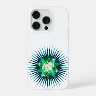 Aqua Cactus Flower Kaleidoscope Effect,  iPhone 15 Pro Case