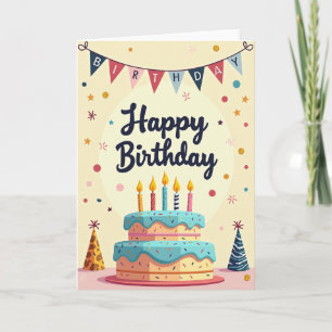 Aqua Cake Candle Birthday Card