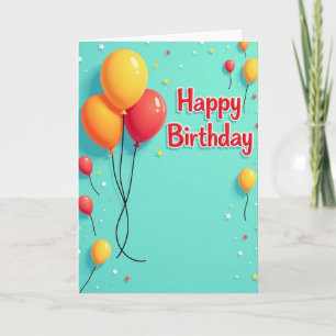 Aqua Celebration Birthday Card