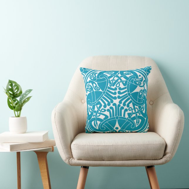 Aqua Celtic Bird Choose Any Custom Colour Pillow (Chair)