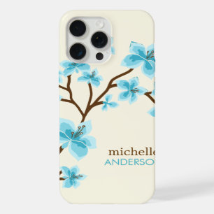 Aqua Cherry Blossoms Tree iPhone Case
