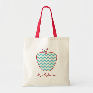 Aqua Chevron Apple Teacher Bag