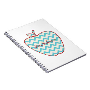 Aqua Chevron Apple Teacher Notebook